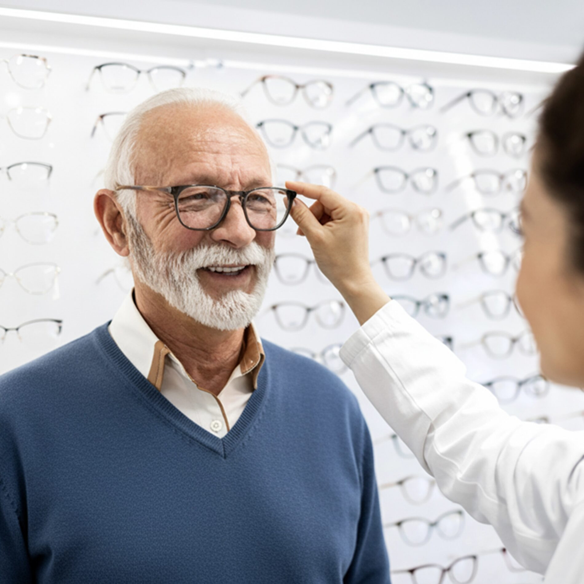Patient smiling after her eye appointment with her local eye doctor