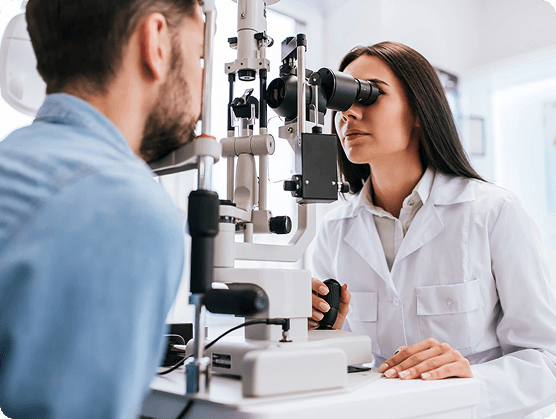 Patient smiling after her eye appointment with her local eye doctor