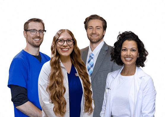 Patient smiling after her eye appointment with her local eye doctor